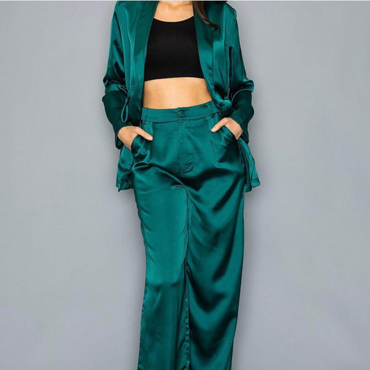 Women's green tailored matching set outfit - Violetta Set Green by CRO Store