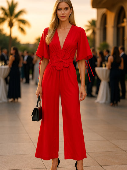 Kim Red Jumpsuit - jumpsuit from CRO Store Miami boutique